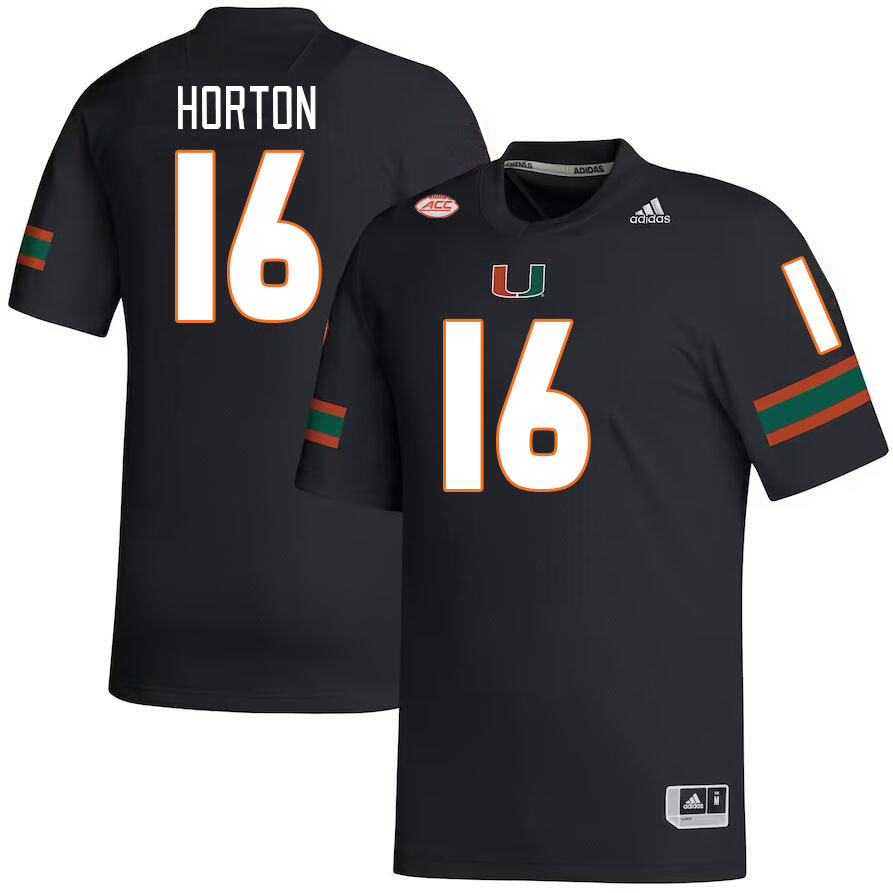 Men #16 Isaiah Horton Miami Hurricanes College Football Jerseys Stitched-Black